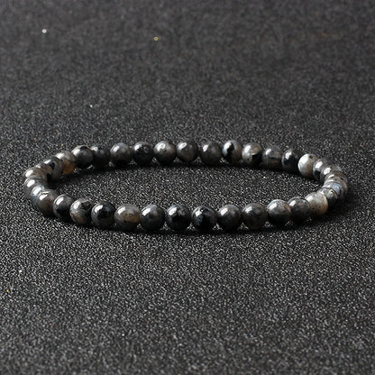 4mm Natural Stone Agate & Lava Stretch Bracelet – Handmade Tiny Bead Bangle for Men & Women