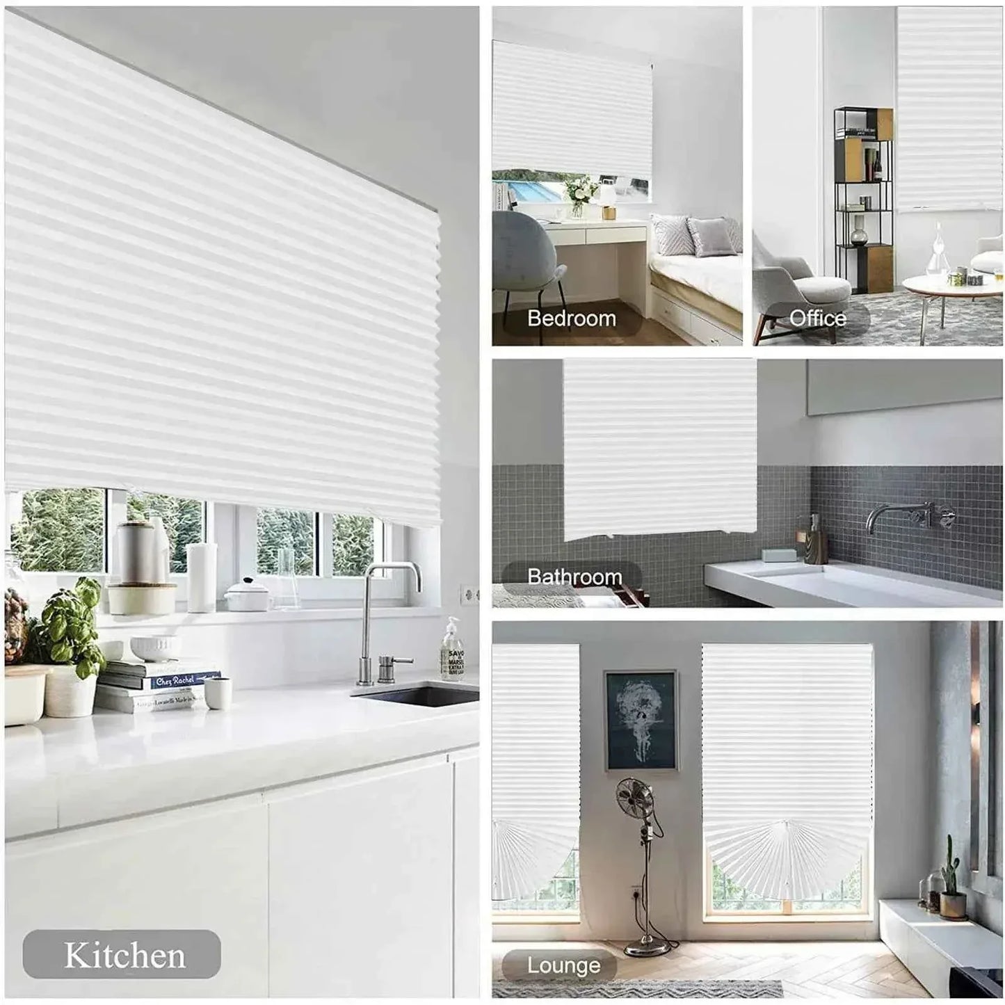 Cordless Pleated Curtains - Self-Adhesive Non-Woven Folding Curtains - Home Shading for Bedroom & Living Room - Shello's Creative Boutique