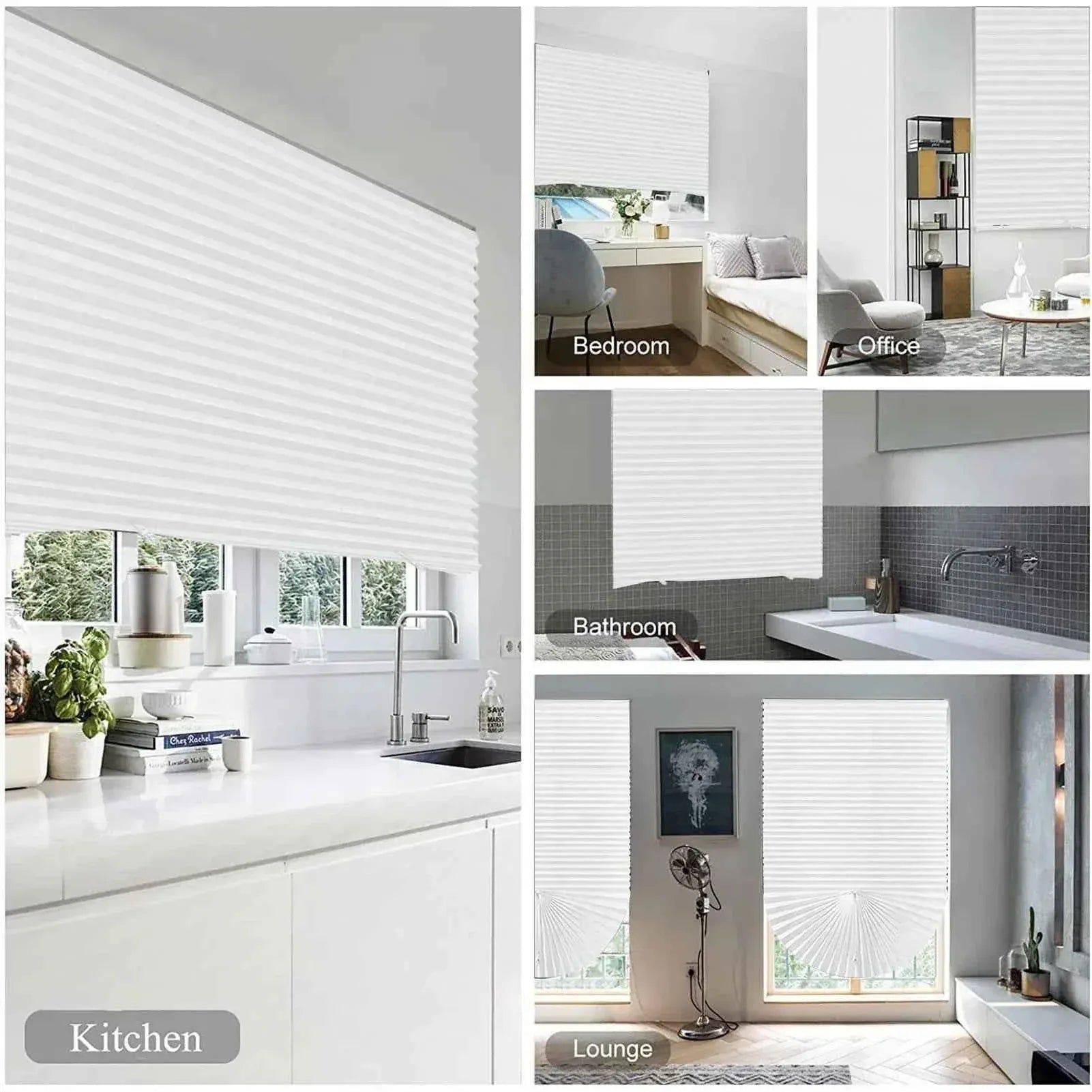 Cordless Pleated Curtains - Self-Adhesive Non-Woven Folding Curtains - Home Shading for Bedroom & Living Room - Shello's Creative Boutique