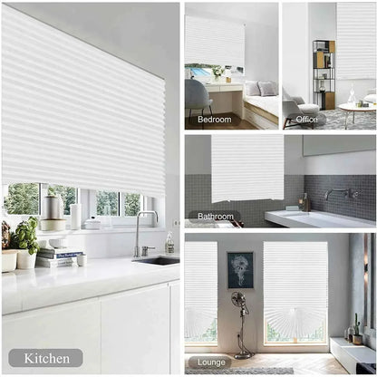 Cordless Pleated Curtains - Self-Adhesive Non-Woven Folding Curtains - Home Shading for Bedroom & Living Room - Shello's Creative Boutique