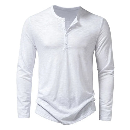 Men's Cotton Henley Neck T-Shirt - Long Sleeve Casual Shirt - Shello's Creative Boutique