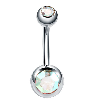 Stainless Steel Cubic Zirconia Drop Navel Ring