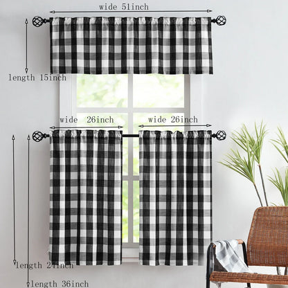 Checkered Kitchen Curtains - Gingham Café Curtains Multiple Sizes Available - Shello's Creative Boutique