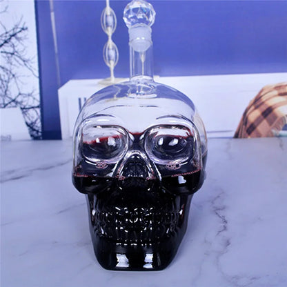 Skull Head Crystal Decanter & Glass Set – Gothic Bar Whisky Vodka Wine Spirits