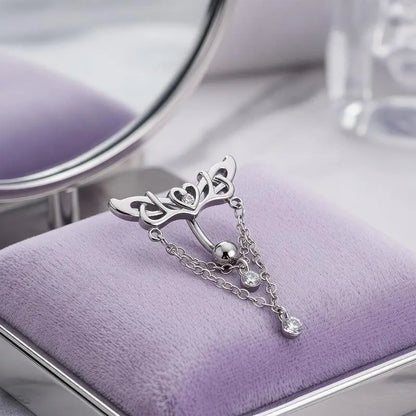 Heart Wings Belly Button Ring