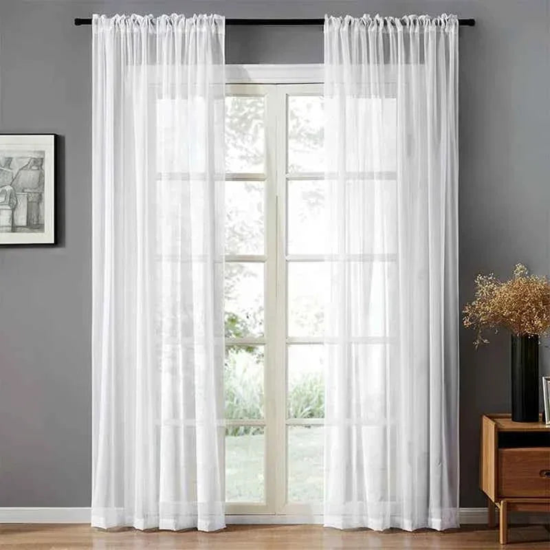 White Sheer Tulle Curtains - Elegant Window Drapes for Living Room & Bedroom - Shello's Creative Boutique