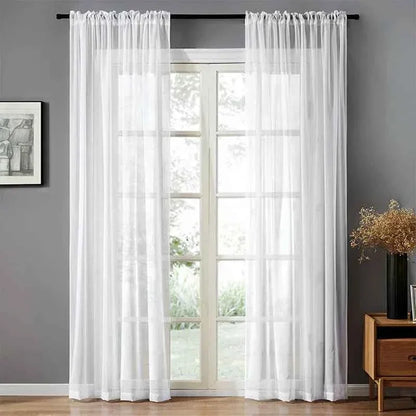 White Sheer Tulle Curtains - Elegant Window Drapes for Living Room & Bedroom - Shello's Creative Boutique