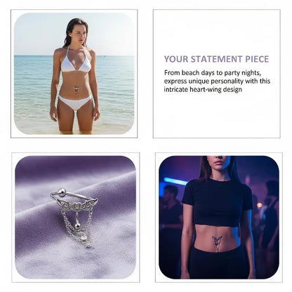 Heart Wings Belly Button Ring