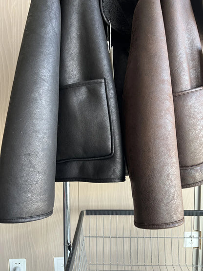 Women's Oversized Winter Jacket - Double-Sided Collar Warm Long Sleeve Coat