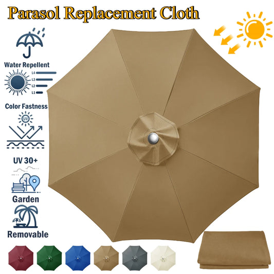 Parasol Replacement Cloth – Waterproof Sunshade Canopy for 6 & 8 Rib Parasols 2m to 3m