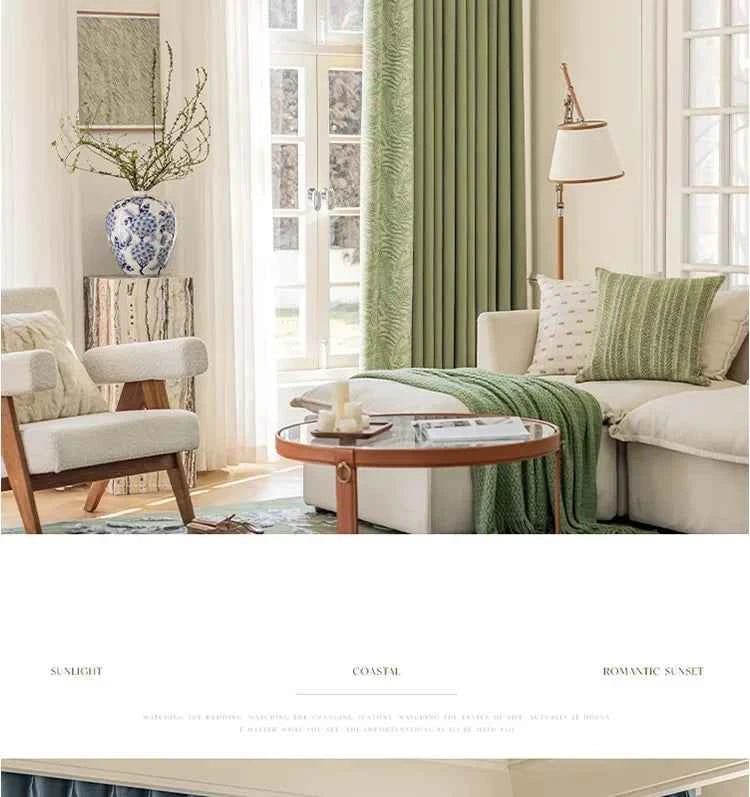 Custom Size French Spliced curtains for Living Room Bedroom Light Luxury Blackout Curtains Thickened Chenille White Tulle