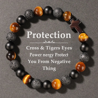 Natural Blue Tiger Eye Stone Bracelet – Unisex Handmade Stretch Beaded Bangle