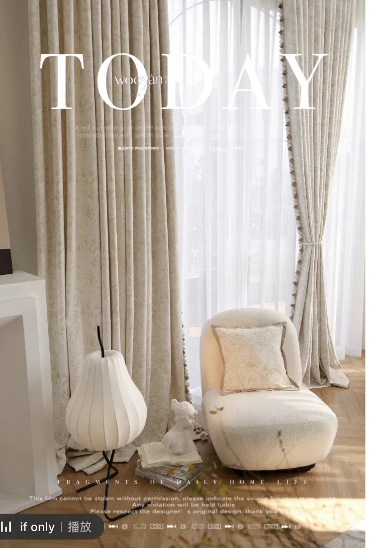 French Luxury Embroidered Chenille Curtains – Romantic Blackout Drapes - Shello's Creative Boutique
