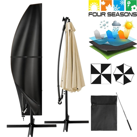 Parasol Rain Cover 210D Oxford Fabric – Waterproof UV-Resistant Patio Umbrella Storage Cover