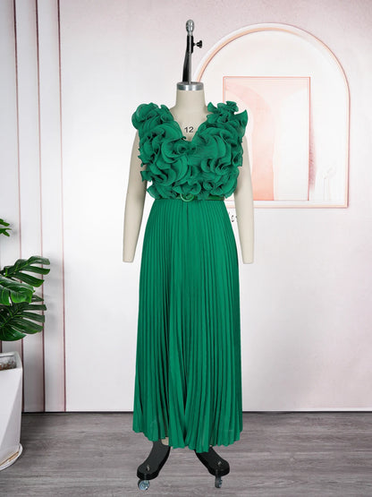 Elegant African Maxi Dress - Sleeveless Chiffon Evening Gown - Shello's Creative Boutique