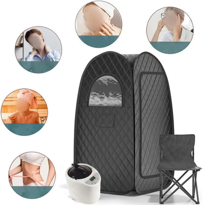 Portable Personal Steam Sauna Tent – Full Body Home Spa with Remote Control & Folding Chair