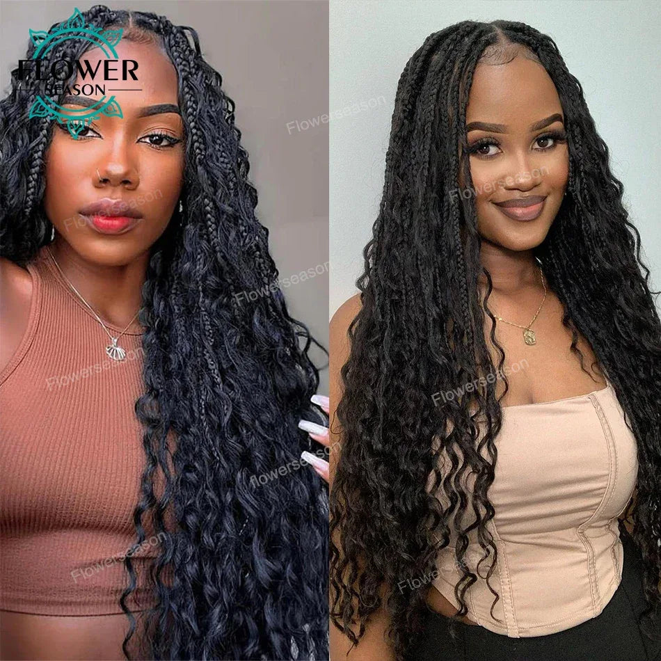 Boho Box Braids Human Hair Bundles - Curly Weave Double Weft 150g Remy Hair - Shello's Creative Boutique
