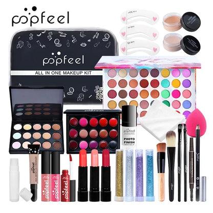 Make Up Sets Eyeshadow Lipstick Eyebrow Concealer Powder Brush Complete Makeup Kit For Women Female Beginner Student Full Set - Shello's Creative Boutique