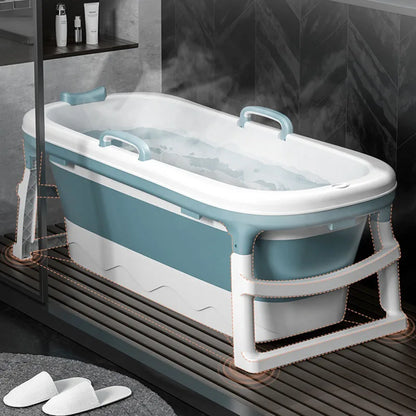 Foldable Adult Bath Barrel – Thickened Plastic Sitting Bathtub with Foot Massage & Lid