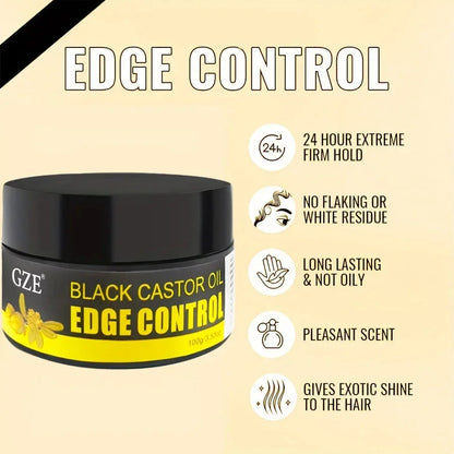GZE African Black Castor Extra Hold Hair Gel - Edge Control with Coconut Oil - Shello's Creative Boutique