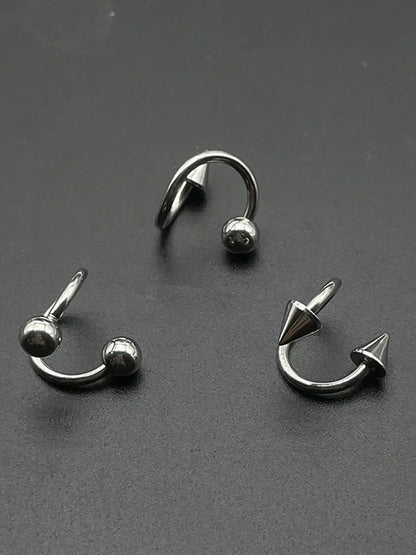 Stainless Steel Nose Ring Piercing Horseshoe Spike Septum Piercing Lip Tragus Helix Piercing Body Piercing Ring Hip Hop "S"