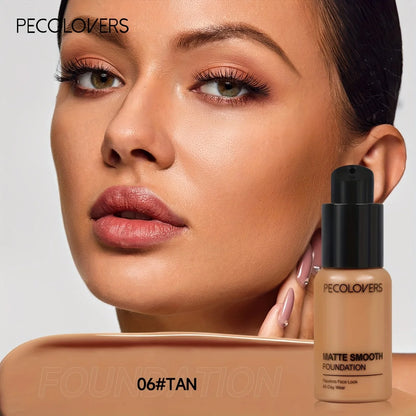 PECOLOVERS Matte Finish Liquid Foundation - Oil-Control, Waterproof, Full Coverage Concealer for All Skin Tones - Shello's Creative Boutique
