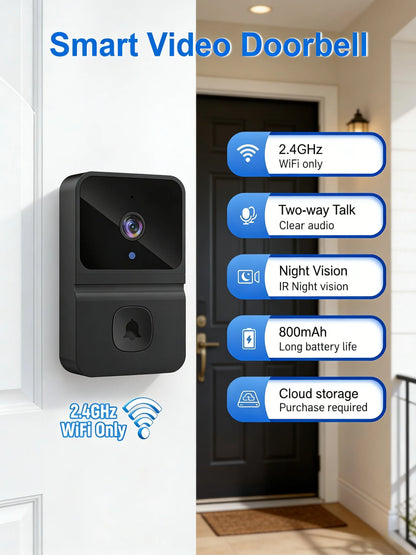 Wireless WiFi Outdoor Doorbell Camera with HD Video, Night Vision & Kement App