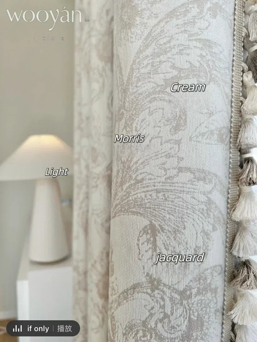 French Luxury Embroidered Chenille Curtains – Romantic Blackout Drapes - Shello's Creative Boutique