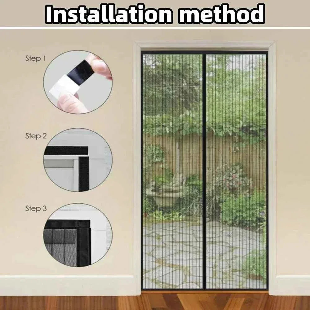 Magnetic Door Curtain - Auto-Close Anti-Mosquito Screen with No Drilling Installation (100x210cm) - Shello's Creative Boutique