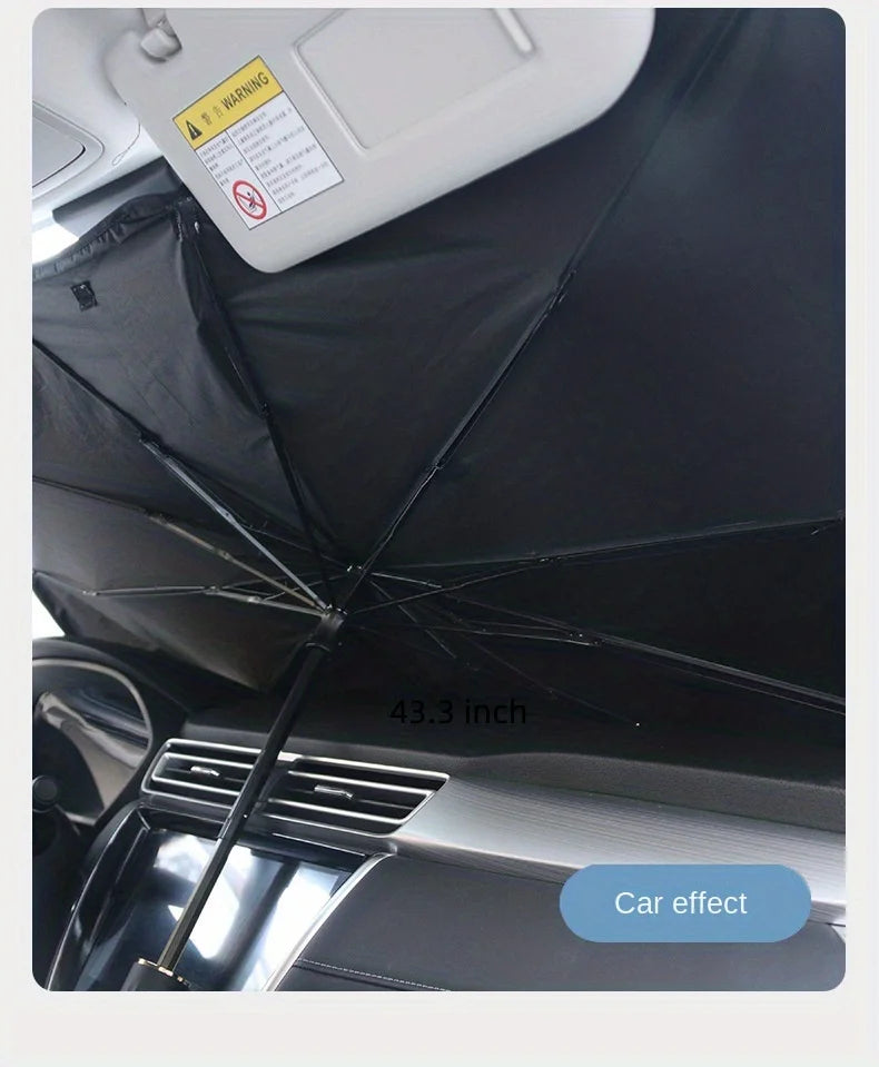Foldable Car Windshield Sun Shade — Portable Sunscreen Parasol for Front Window