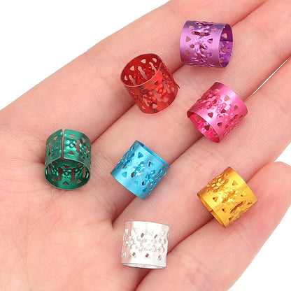 100Pcs/lot Dreadlock Hair Rings Metal Hollow Tube Dirty Dread Braids Adjustable for Cuffs Clip Hair Accessories Styling Tools - Shello's Creative Boutique