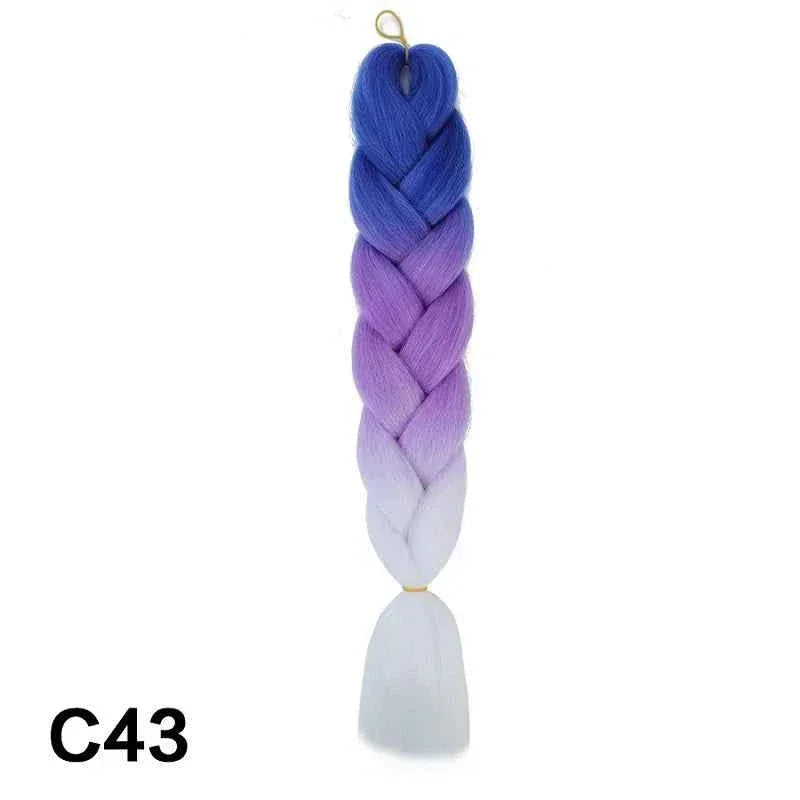 24 Inch Jumbo Braiding Hair - Rainbow Ombre Synthetic Extensions - Shello's Creative Boutique