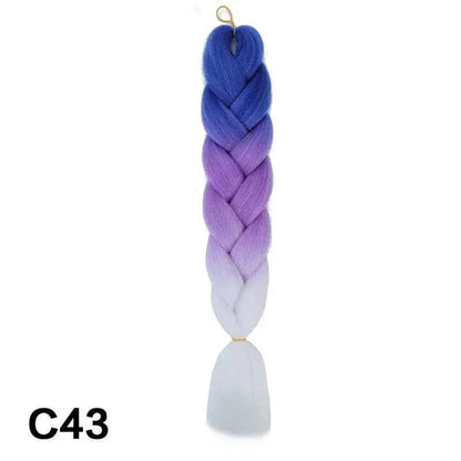 24 Inch Jumbo Braiding Hair - Rainbow Ombre Synthetic Extensions - Shello's Creative Boutique