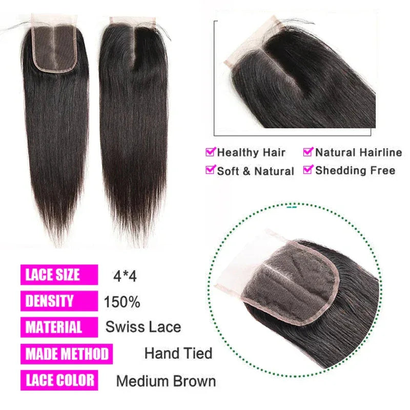 13x4 HD Transparent Lace Frontal - Straight 100% Human Hair Pre-Plucked - Shello's Creative Boutique
