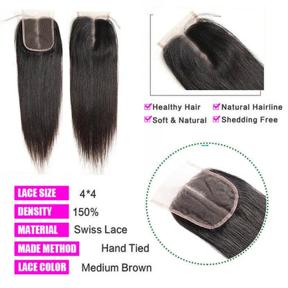13x4 HD Transparent Lace Frontal - Straight 100% Human Hair Pre-Plucked - Shello's Creative Boutique