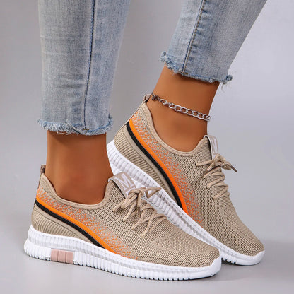 Women's Breathable Mesh Flat Shoes - Lightweight Casual Summer Sneakers