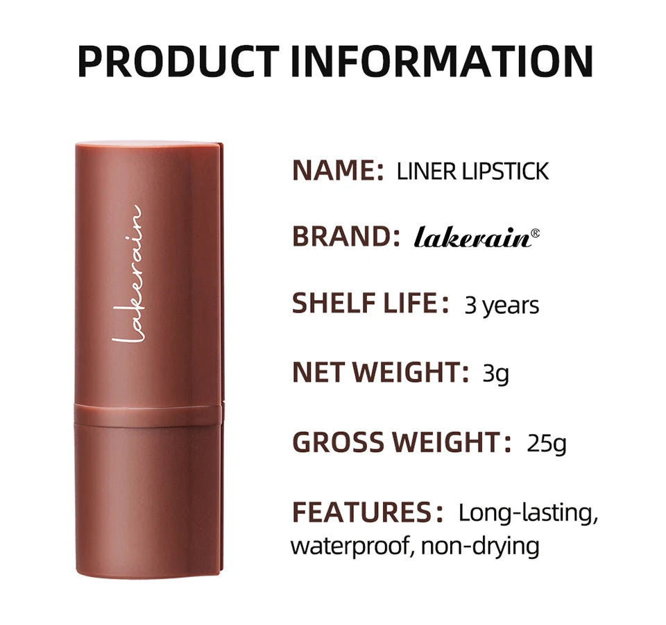 Lakerain Lip Liner Matte Black Brown Velvet Lipstick Waterproof Non Sticky Contouring Tint Lipliner Crayon Lip Makeup - Shello's Creative Boutique