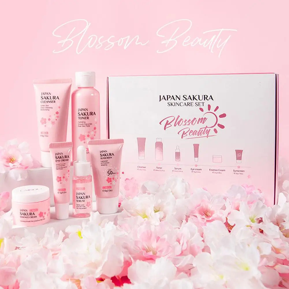 6pcs/Set Sakura Skin Care Sets Face Cream Serum Toner Facial Cleanser Sunscreen Eye Cream Face Skin Care Set Product Gift box Shello's Creative Boutique