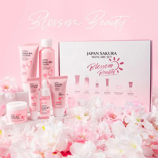 6pcs/Set Sakura Skin Care Sets Face Cream Serum Toner Facial Cleanser Sunscreen Eye Cream Face Skin Care Set Product Gift box Shello's Creative Boutique