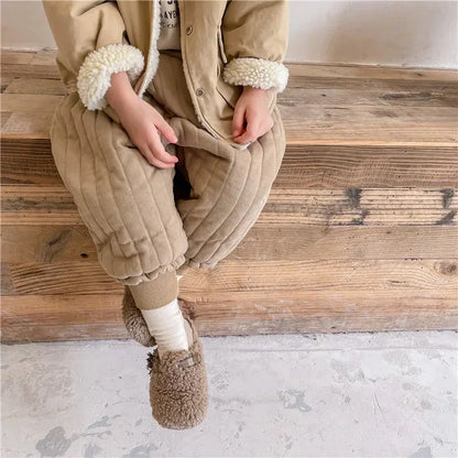 Winter Cotton-Padded Kids Harem Trousers – Unisex Full-Length Thermal Pants (Ages 2–7) - Shello's Creative Boutique