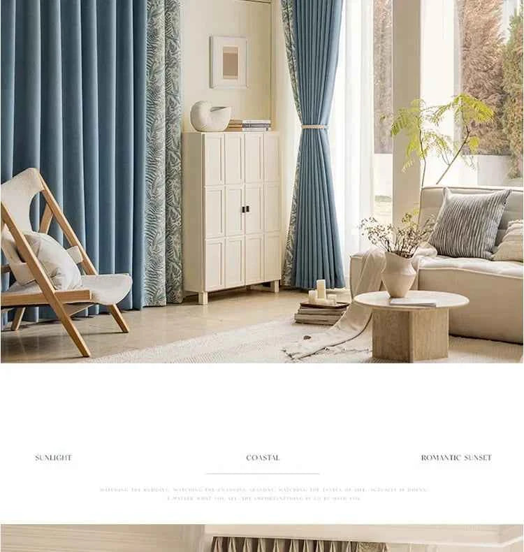 Custom Size French Spliced curtains for Living Room Bedroom Light Luxury Blackout Curtains Thickened Chenille White Tulle