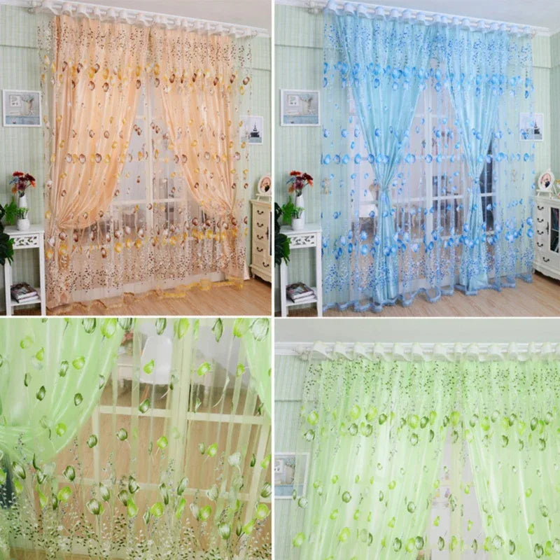 Modern Purple Tulle Curtain Panel - 200x100cm Sheer Voile Drape for Living Room & Bedroom - Shello's Creative Boutique