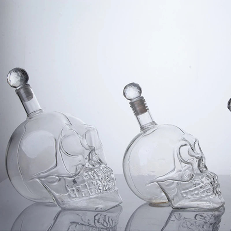 Skull Head Crystal Decanter & Glass Set – Gothic Bar Whisky Vodka Wine Spirits