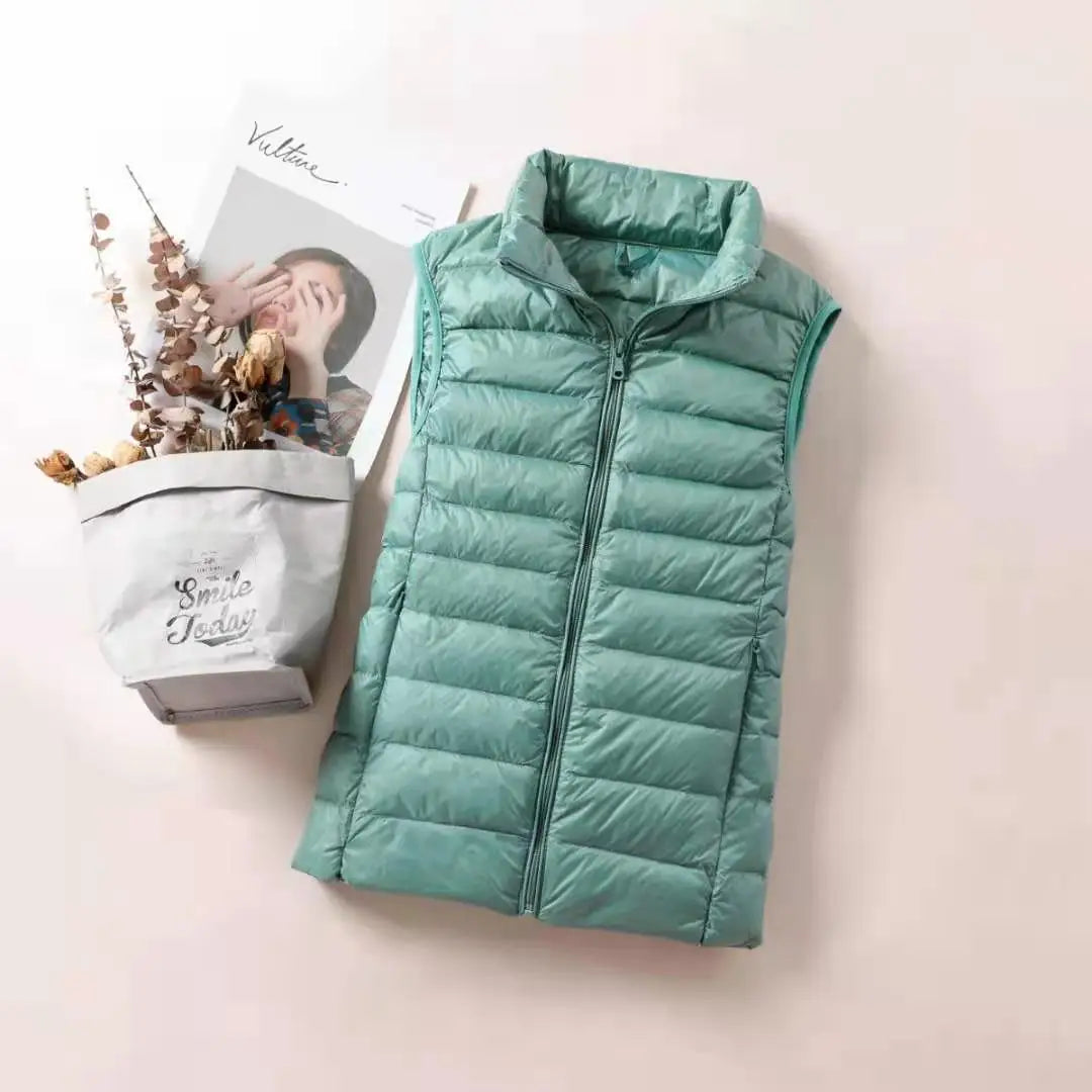 Women's Ultra Light Down Vest – Slim Sleeveless Windproof Gilet Jacket