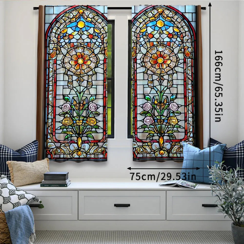 European Gothic Floral Curtains - 2 Panel Set for Bedroom & Living Room
