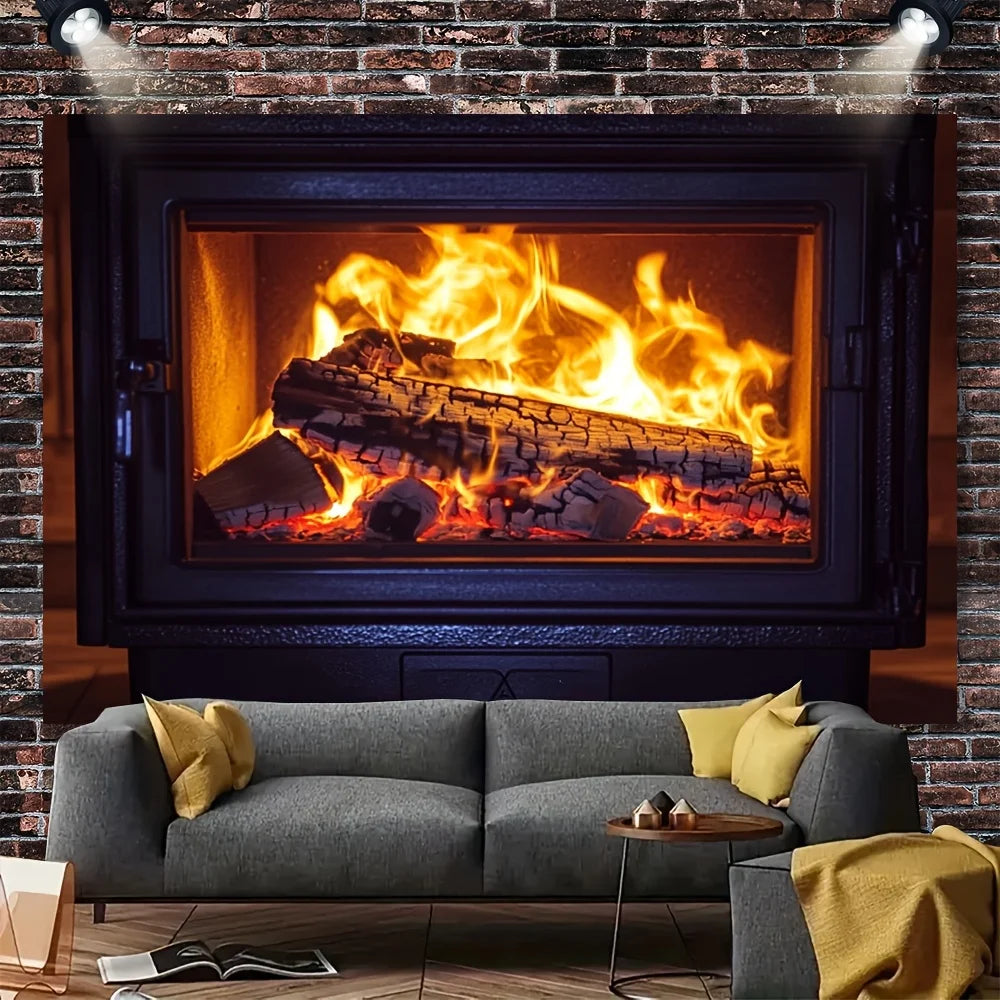 Realistic Flame Effect Log Set – Polyester Fireplace Decoration - Shello's Creative Boutique