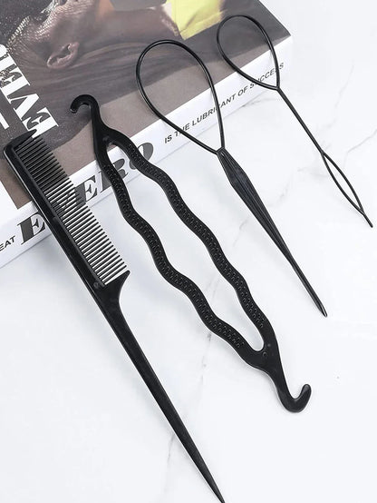4-Piece Hair Braiding Tool Set - DIY Loop Styling Tools for Easy Braids - Shello's Creative Boutique
