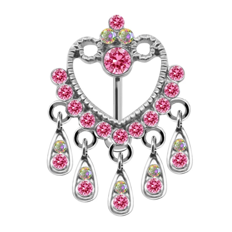 Pink Stainless Steel Belly Button Ring – Animal & Butterfly Styles
