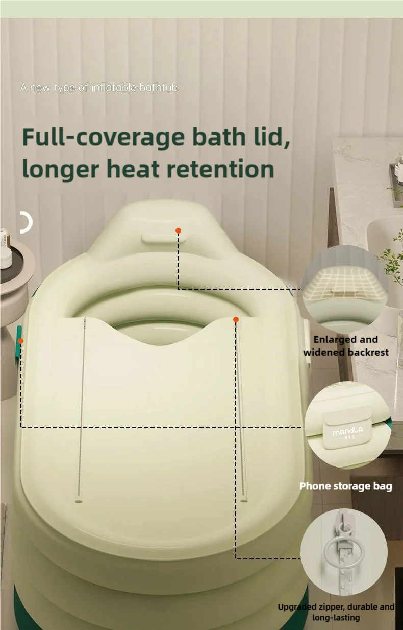 Foldable Adult Sitting Bathtub – Thickened Inflatable Bath Barrel for Sweat Steam & Medicine Bath