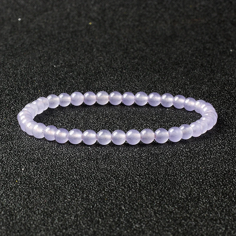 4mm Natural Stone Agate & Lava Stretch Bracelet – Handmade Tiny Bead Bangle for Men & Women